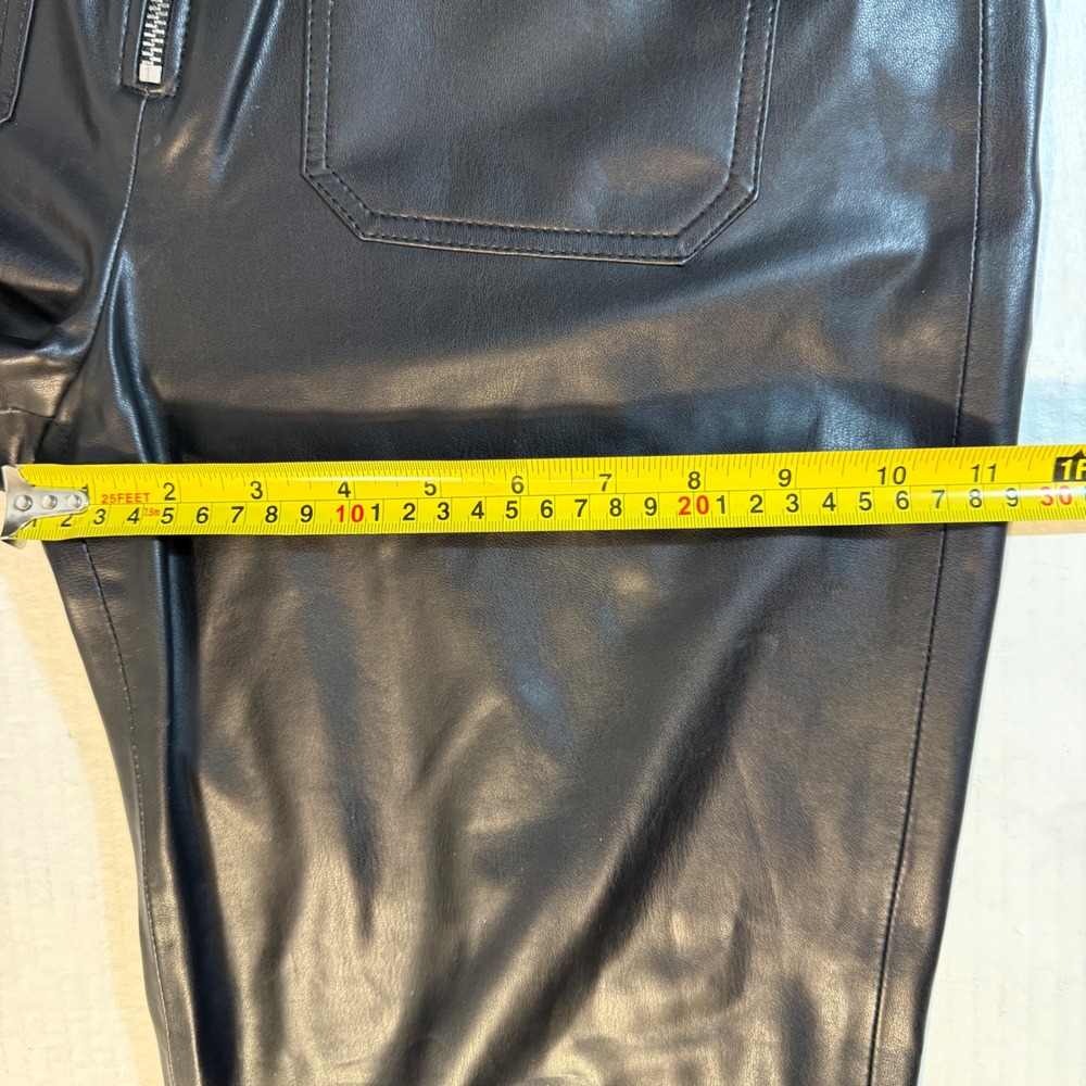 Veronica Beard Sz 8 pants Black Faux Leather High Waisted Wide Leg Crop Elegant - Picture 4 of 16